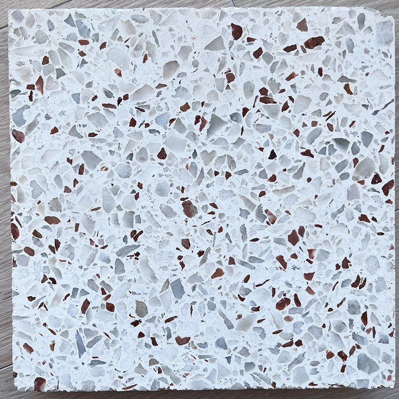 Terrazzo white with red and grey flecks